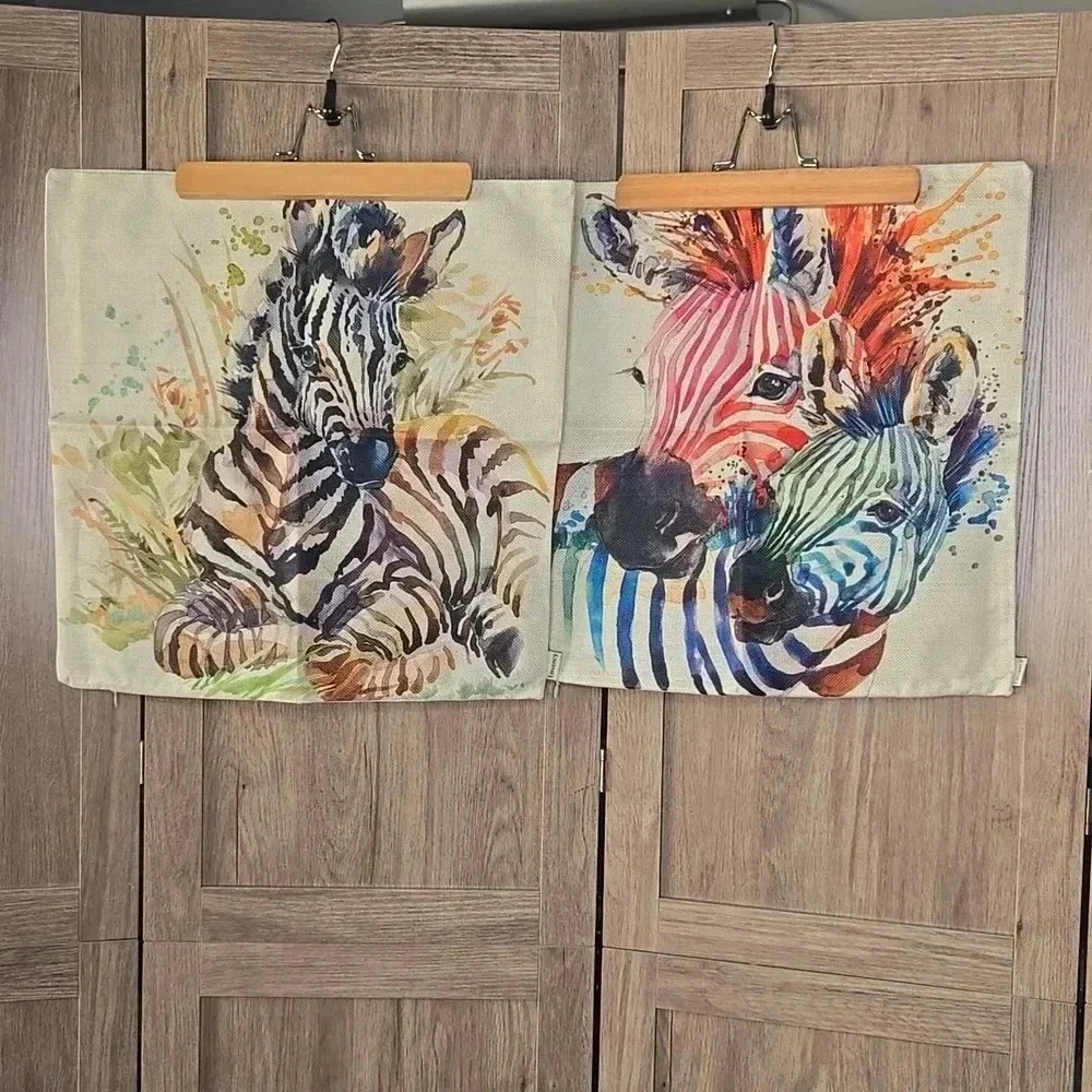 Zebra Print Decorative Pillow Cover set of 2